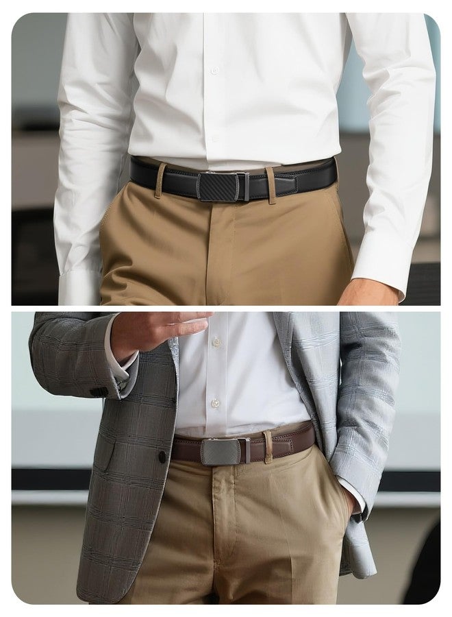 تشاورين حزام رجالي رسمي من الجلد من تشاورين - عبوة من قطعتين - حزام رجالي بسقاطة للقميص الرسمي والسروال في جميع المناسبات (32 مم) - Image 2