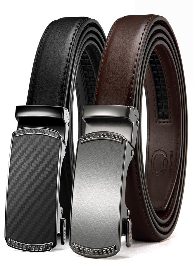 تشاورين حزام رجالي رسمي من الجلد من تشاورين - عبوة من قطعتين - حزام رجالي بسقاطة للقميص الرسمي والسروال في جميع المناسبات (32 مم) - Image 1