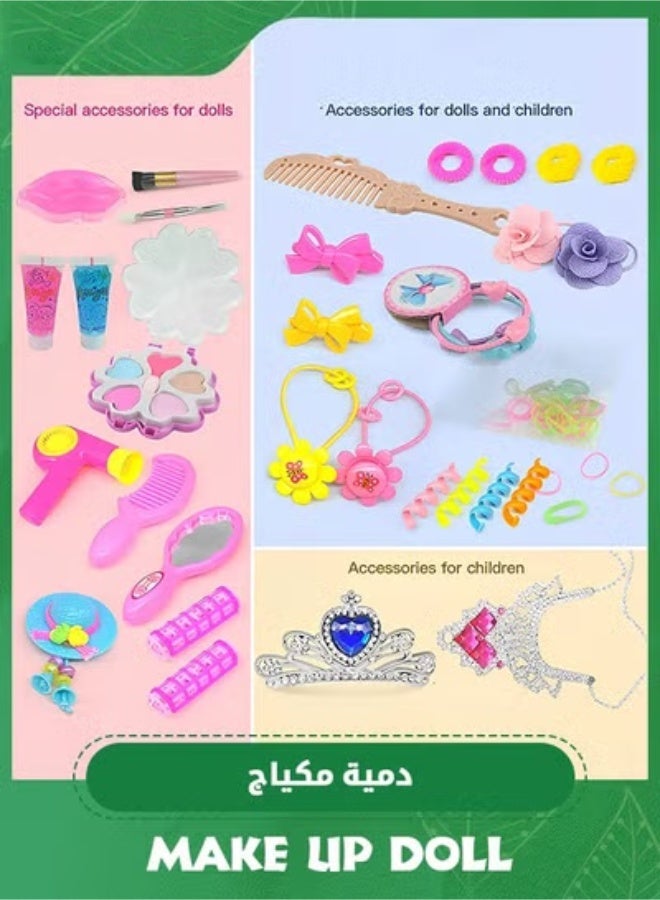 MIXDE Doll Head for Hair Styling and Make Up for Little Girls, Small Styling Head Doll with Hair Accessories for Girls Makeup Practice, Makeup Doll Head for Hair Styling Kids Toy Kit - Image 3