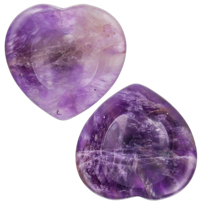 حزمة Rockcloud من 2 حجر أماثيست للقلق شكل قلب