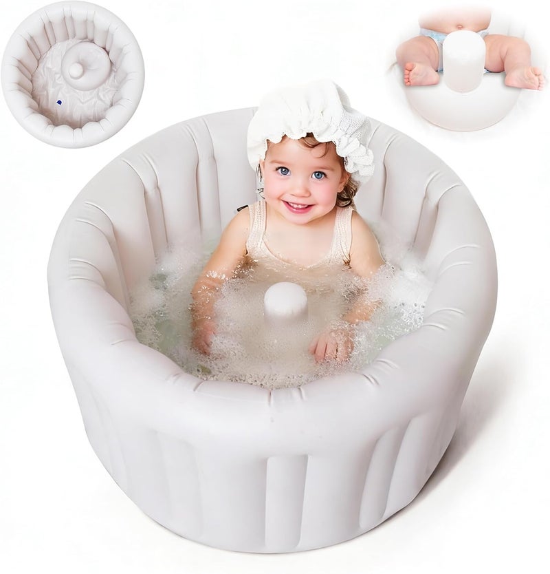 Hantaiwan Inflatable Baby Bath Seat for Sitting Up XL - Portable Toddler Bath Support with Temperature Sensing - Image 1