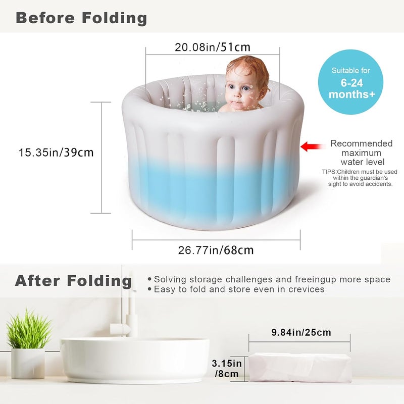 Hantaiwan Inflatable Baby Bath Seat for Sitting Up XL - Portable Toddler Bath Support with Temperature Sensing - Image 3