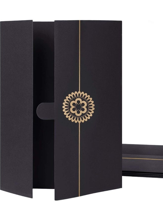 Bronzing A4 Diploma Cover, 5 Pcs Award Certificate Holder, Invitation Card Cover, Card Stock Letter-Sized Certificates Cover for Award, Diplomas, Documents, Contract, Invitation Card (Black) - Image 1