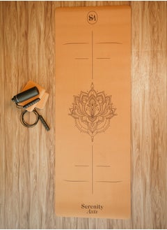 serenity axis cork yoga mat (blue lotus)  - Image 1