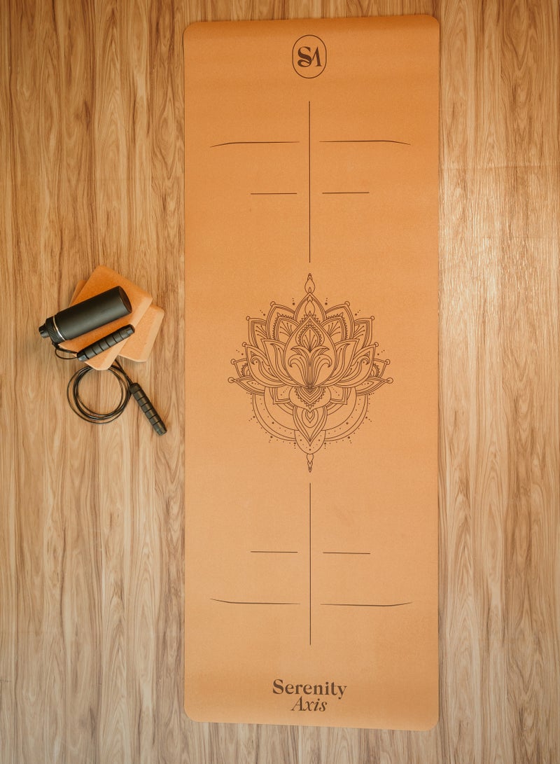 serenity axis cork yoga mat (blue lotus) - Image 1