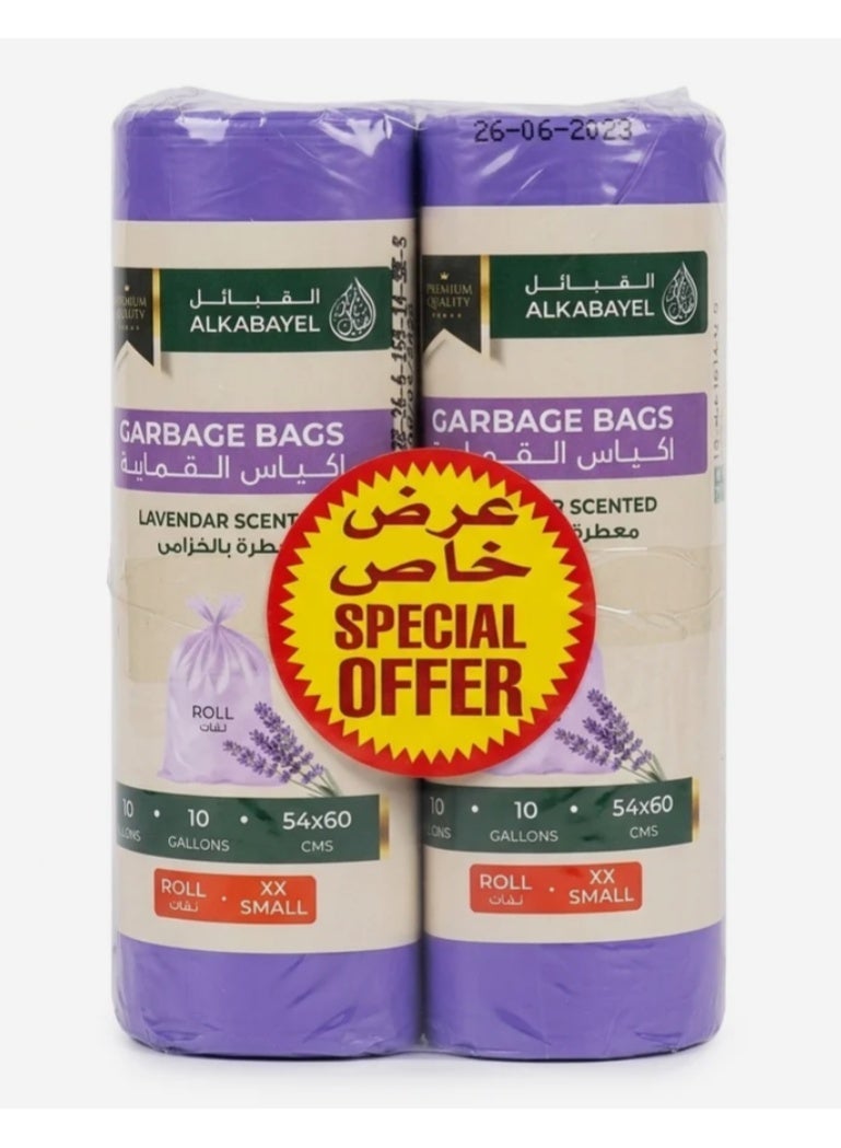 AKDC Garbage Bags Lavender-Scented, 10 Gallon, 54 × 60 cm, 30 Bags per Roll (XX Small) – Pack of 2 - Image 1