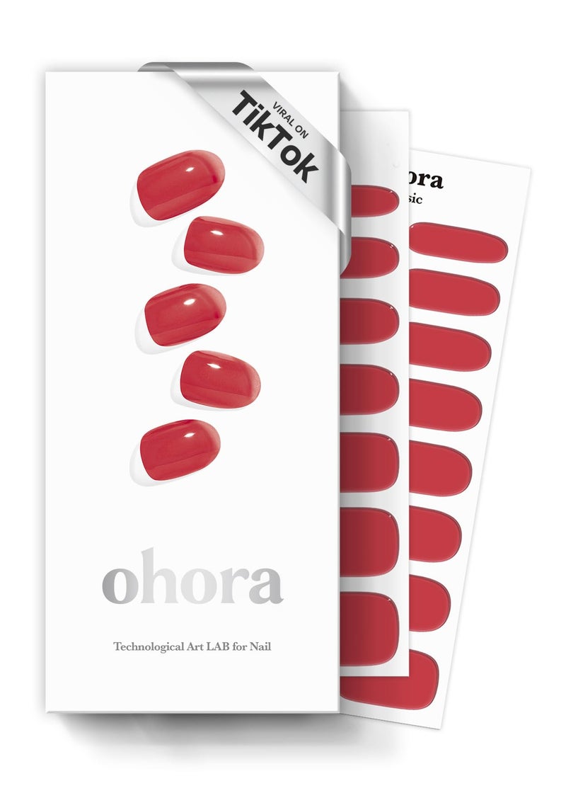 ohora شرائط أظافر جل شبه معالجة من أوهرا (N تينت طوب) - أحمر، تينت، تعمل مع أي مصابيح UV/LED، جودة صالون، تدوم طويلاً، سهلة التطبيق والإزالة - تشمل 2 وسادة تحضير، مبرد أظافر وعصا خشبية - Image 1