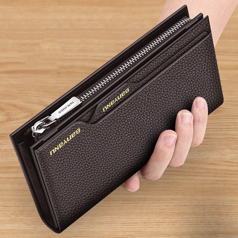 banyanu Genuine Leather Men's Wallet 2025 Long Style with RFID Protection - Multi Card Slots, Premium Cowhide, Urban Minimalist Design - Image 1