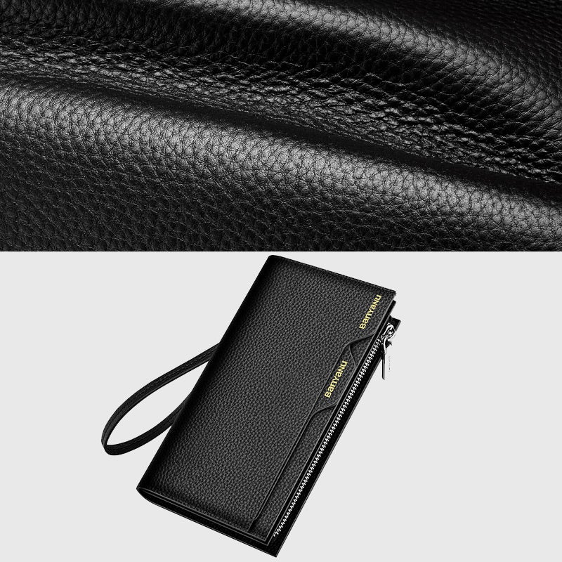 banyanu Genuine Leather Men's Wallet 2025 Long Style with RFID Protection - Multi Card Slots, Premium Cowhide, Urban Minimalist Design - Image 3