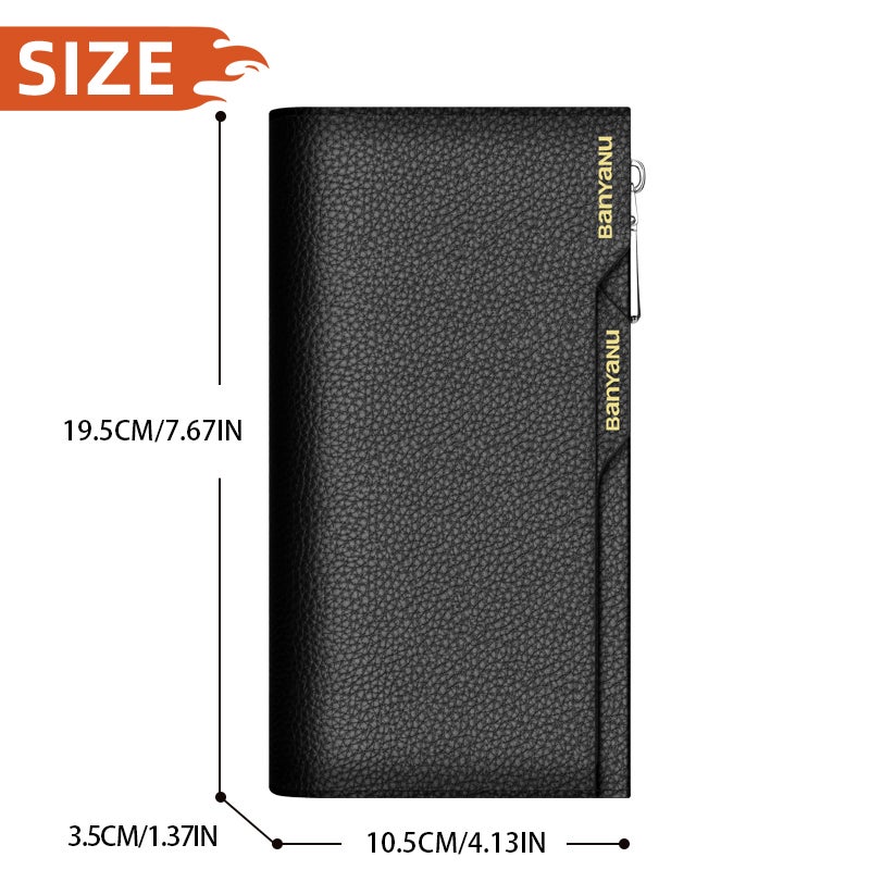 banyanu Genuine Leather Men's Wallet 2025 Long Style with RFID Protection - Multi Card Slots, Premium Cowhide, Urban Minimalist Design - Image 4