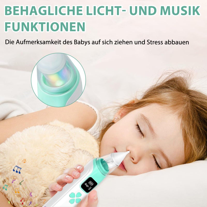Tccydm Baby Electric Nasal Aspirator, 3 Suction Levels & 4 Silicone Tips, with Music Function, IPX6 Waterproof, Rechargeable, LCD Display for Newborns, Small Children, Infants - Image 5