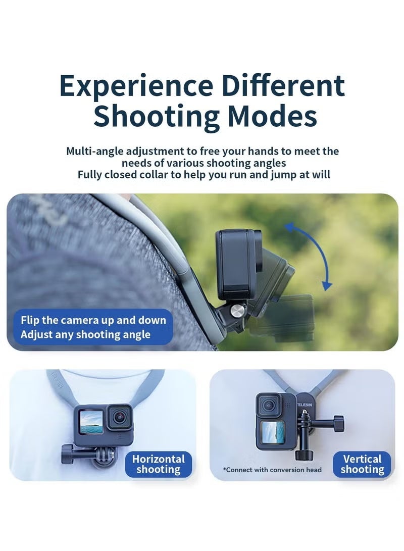 تيليسن حامل كاميرا مغناطيسي يعلق على الرقبة لكاميرا GoPro Insta360 DJI Action Sports Camera Vlog حزام عنق وحزام جسم لتثبيت كاميرا Action Camera (Max) - Image 4