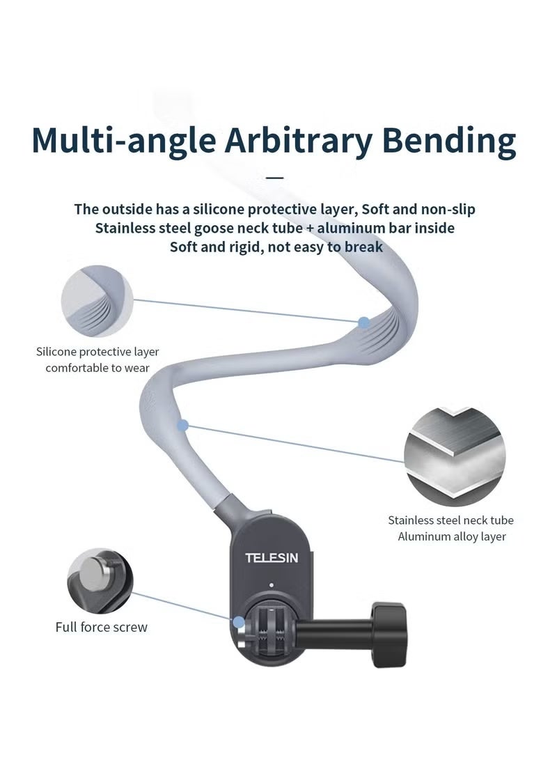 تيليسن حامل كاميرا مغناطيسي يعلق على الرقبة لكاميرا GoPro Insta360 DJI Action Sports Camera Vlog حزام عنق وحزام جسم لتثبيت كاميرا Action Camera (Max) - Image 2