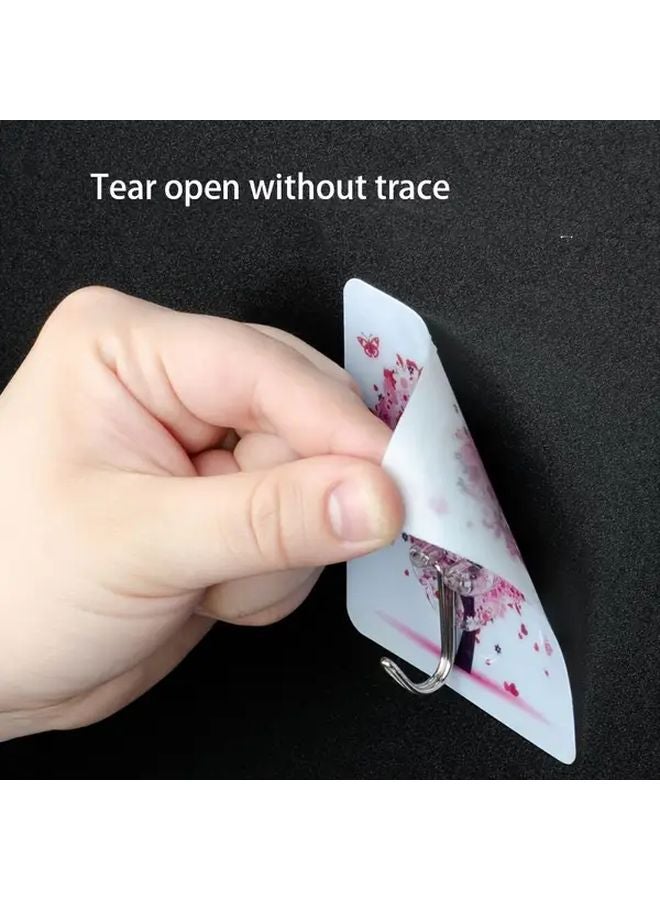 10pcs Ink Flower Self Adhesive Hooks No Drilling Wall Hanger For Kitchen Bathroom - Image 5