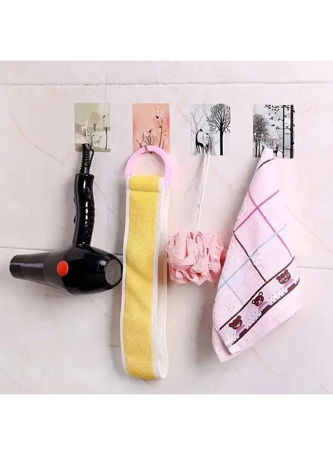 10pcs Ink Flower Self Adhesive Hooks No Drilling Wall Hanger For Kitchen Bathroom - Image 3