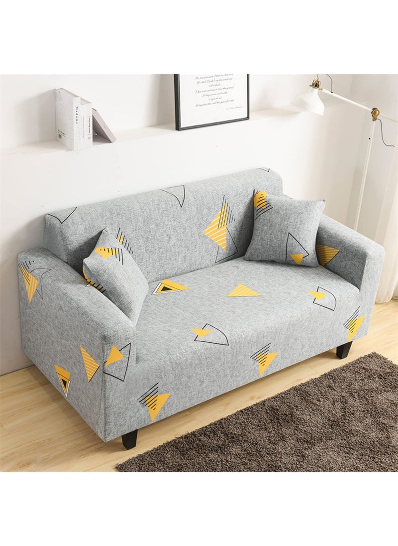 WINKEL WINKEL Universal Single Seater Sofa Cover Big Elasticity Cover for Couch Flexible Stretch Printed Sofa Slipcover 90145 Single Seater GreyYellow Triangle  - Image 2