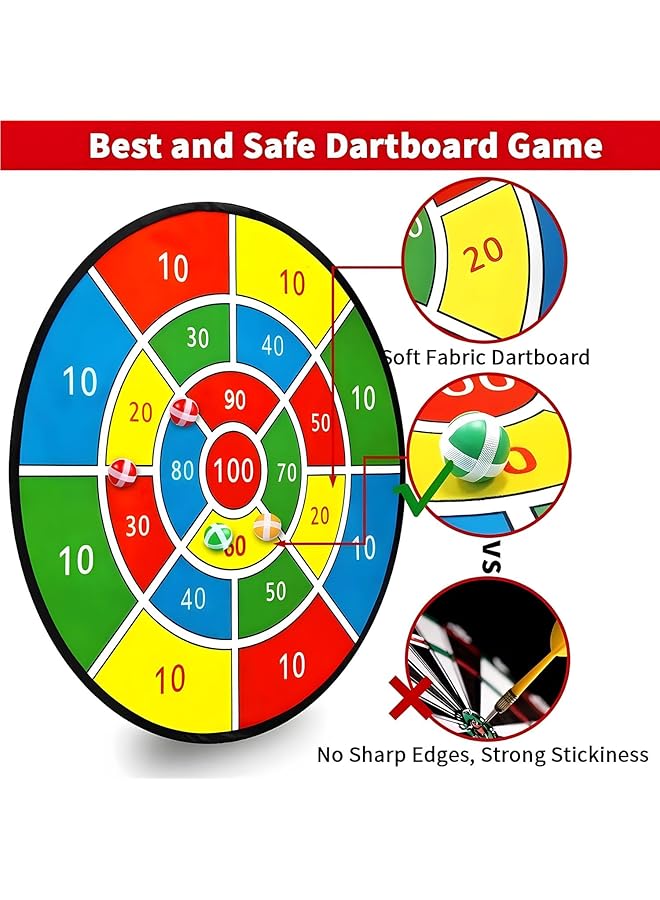 X spring Kids Dart Board Game Set Dart Board For Kids With 12 Sticky Balls Indoor Outdoor Yard Party Sports Game Toys Classic Toy Party Favor Great Gift For Boys Girls Ages 3 Year Old And Up - Image 2