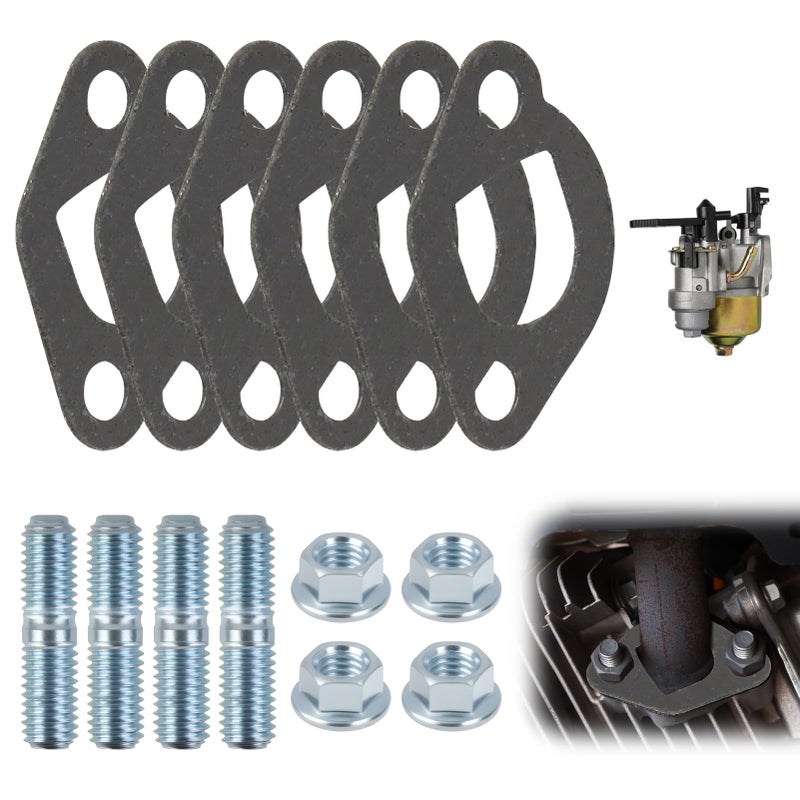 TNJPSEK Predator 212 Exhaust Muffler Gasket Kit 212cc NonHemi Carb Exhaust Pipe Mounting Hardware Studs Set Compatible with CT200U CT200UEX BT200X MB200 ATVs Go Karts Mini Bike Engine - Image 3