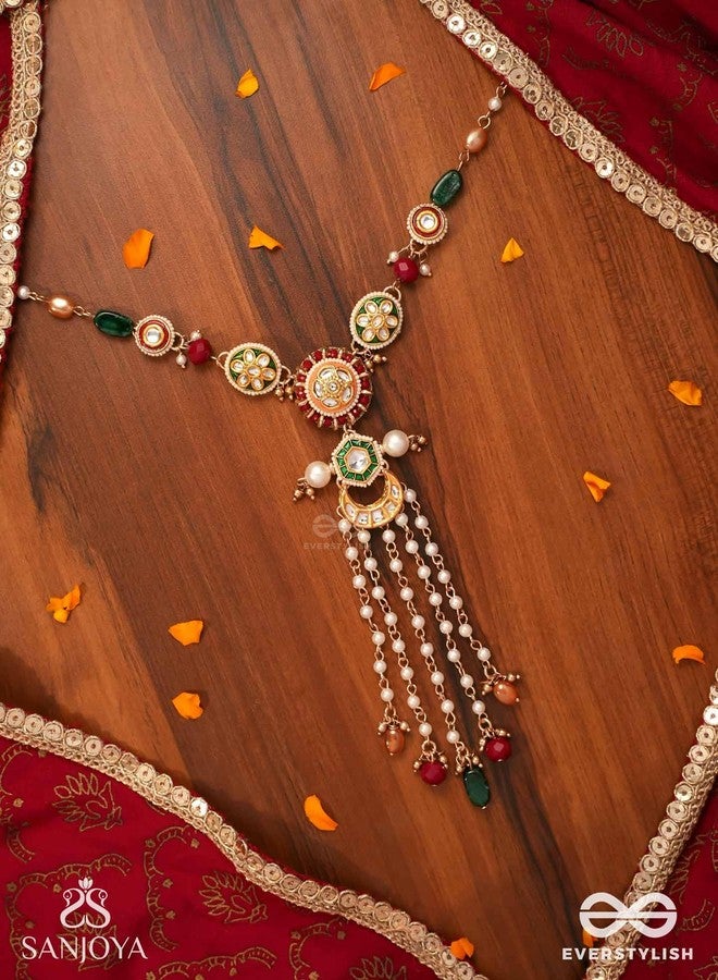 SANJOYA BY EVERSTYLISH Utkalini Exquisitely Designed Enamel Kundan Necklace With Layered Pearl Fringes And Vibrant Beads Lightweight Jewelry For Women | Party, Festive, Wedding & Gifting - Image 4