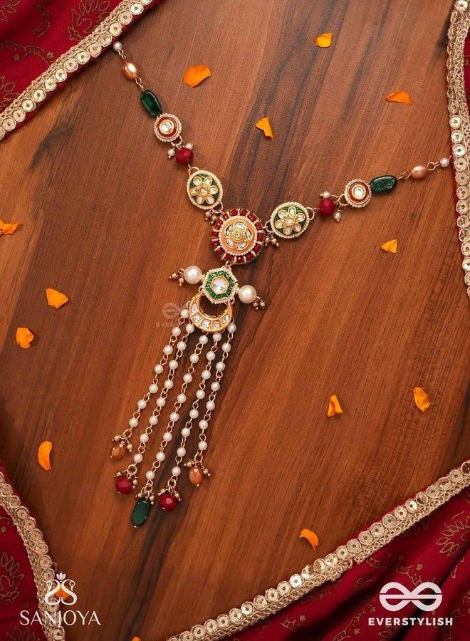 SANJOYA BY EVERSTYLISH Utkalini Exquisitely Designed Enamel Kundan Necklace With Layered Pearl Fringes And Vibrant Beads Lightweight Jewelry For Women | Party, Festive, Wedding & Gifting - Image 5