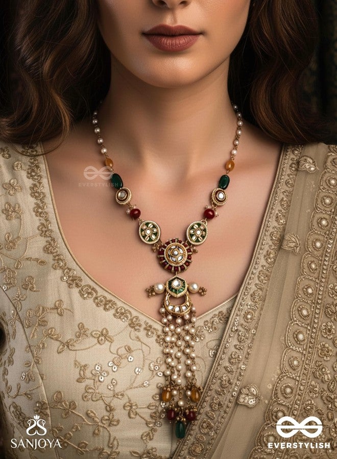 SANJOYA BY EVERSTYLISH Utkalini Exquisitely Designed Enamel Kundan Necklace With Layered Pearl Fringes And Vibrant Beads Lightweight Jewelry For Women | Party, Festive, Wedding & Gifting - Image 2