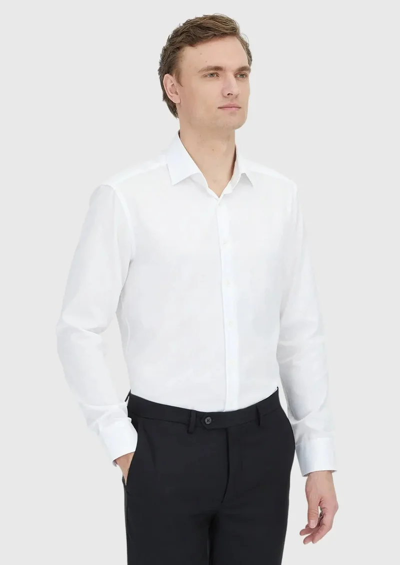 RAMSEY White Regular Fit Non Iron Weaving Classical 100% Cotton Shirt