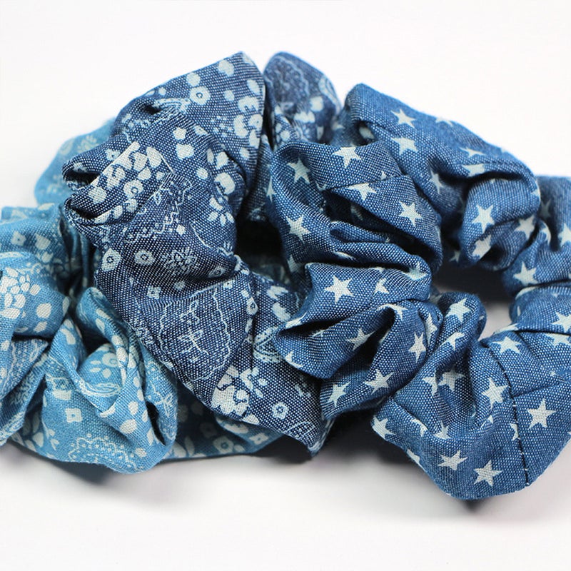 8PCS Denim Hair Scrunchies Hair Hair Ropes Stretchy Hair Ties Hair Accessories Ponytail Holders for Women Ladies Girls ( Assorted style) - Image 4