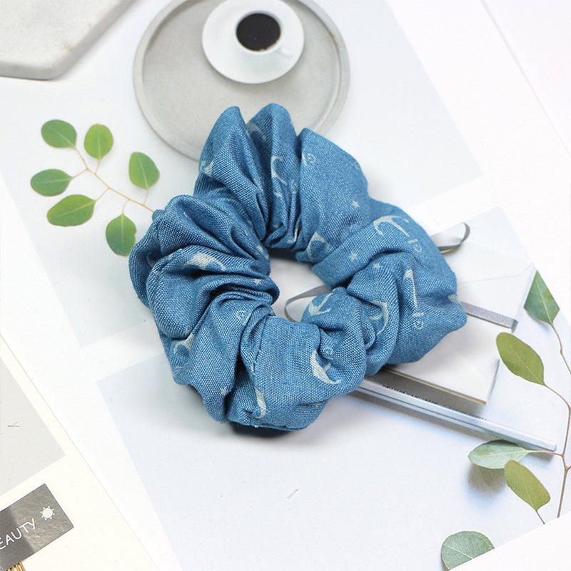 8PCS Denim Hair Scrunchies Hair Hair Ropes Stretchy Hair Ties Hair Accessories Ponytail Holders for Women Ladies Girls ( Assorted style) - Image 3