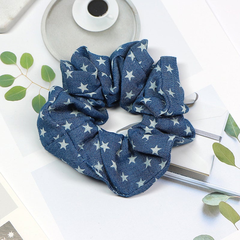 8PCS Denim Hair Scrunchies Hair Hair Ropes Stretchy Hair Ties Hair Accessories Ponytail Holders for Women Ladies Girls ( Assorted style) - Image 2