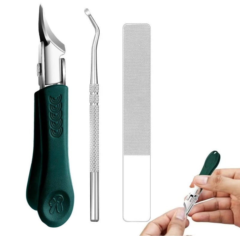 SHOPPOSTREET Nail Clipper Stainless Steel Slant Edge Nail Clipper Anti-Splash Fingernails, Toe Nail Trimmers Professional Trim Nails Manicure Tool (GREEN) - Image 1