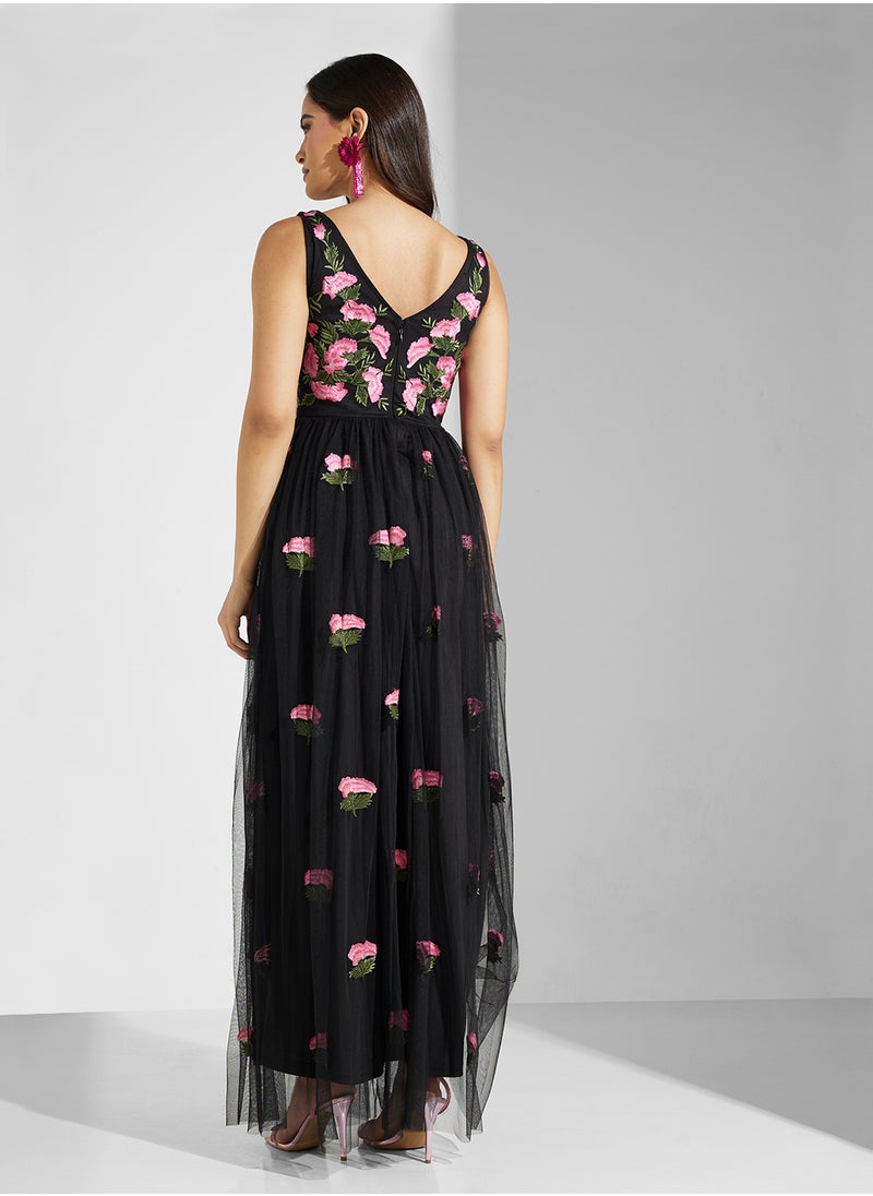 Frock and Frill - Strappy Mesh Detailed Maxi Dress - Image 1
