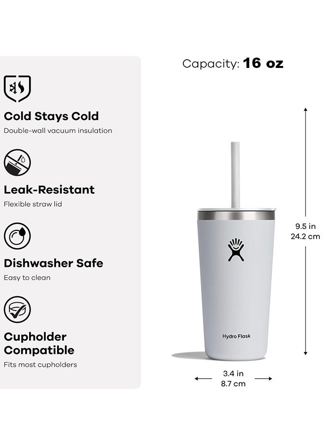 Hydro Flask 16 oz All Around Tumbler with Straw Lid and stainless steel double-wall vacuum insulation  Tumbler BPA-Free  - Image 2