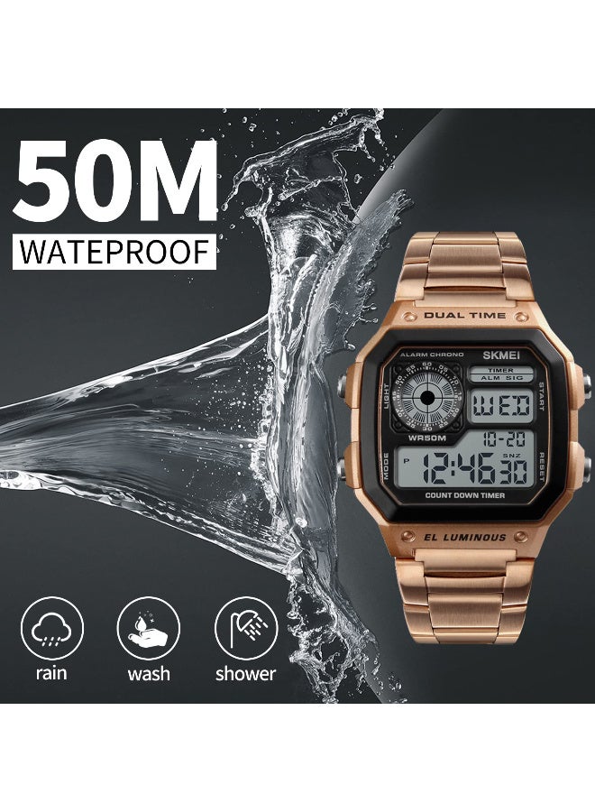SKMEI Wrist Watch for Men, Digital Sports Waterproof Watch with Dual Time Chronograph Countdown Alarm Backlight - Image 4