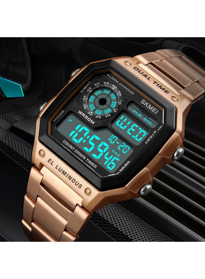SKMEI Wrist Watch for Men, Digital Sports Waterproof Watch with Dual Time Chronograph Countdown Alarm Backlight - Image 2