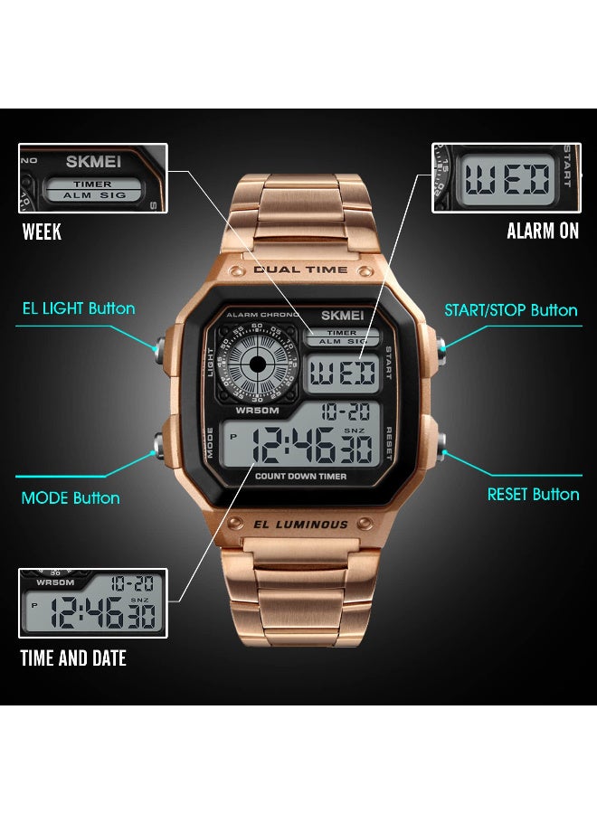 SKMEI Wrist Watch for Men, Digital Sports Waterproof Watch with Dual Time Chronograph Countdown Alarm Backlight - Image 5
