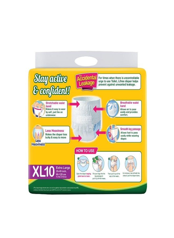 Lifree Extra Absorb Adult Diaper Pants Unisex, X-Large (XL), 10 Pieces, Waist size (90-125 cm | 35-49 Inches) - Image 2