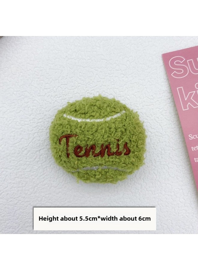 Plush Tennis Brooch DIY Handmade Accessories Baseball Sports Children's Clothing Shoes Hats Socks Bag Key Pendant-Color:Green-Height:Finished Product (soft Silicone Lanyard Model)  - Image 1