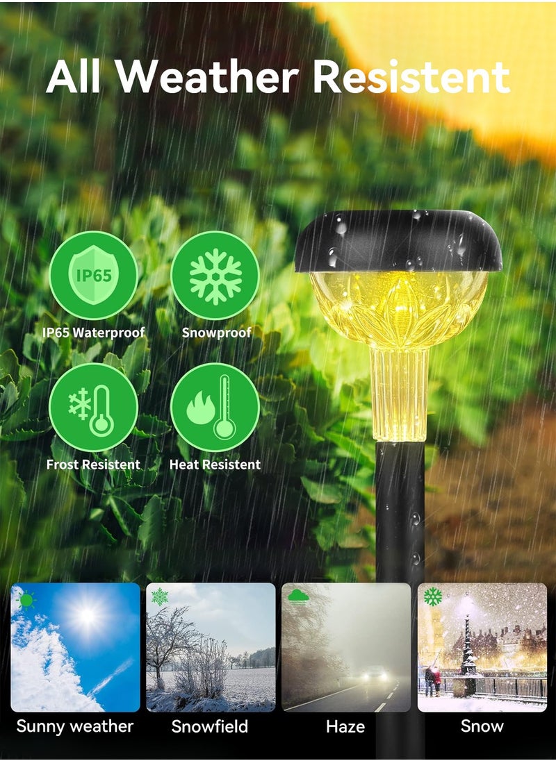 LEOKOR 6 Pack Solar Outdoor Lights LED Solar Powered Garden Lights IP65 Waterproof Solar Pathway Lights Warm White  - Image 4