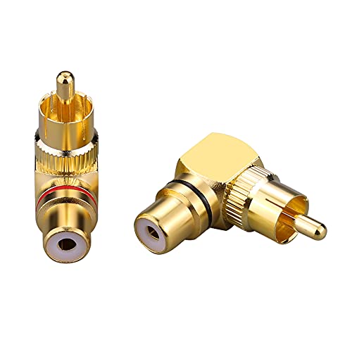 Eightnoo RCA Right Angle Adapter - 90° Female to Male Gold-Plated Connector for Wall Mounted TV as Space Saver (4) - Image 2