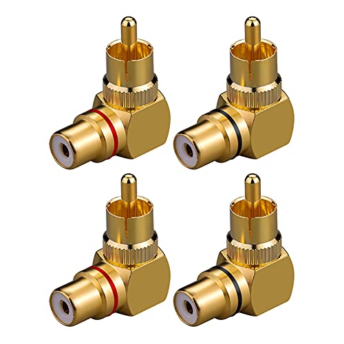 Eightnoo RCA Right Angle Adapter - 90° Female to Male Gold-Plated Connector for Wall Mounted TV as Space Saver (4) - Image 1