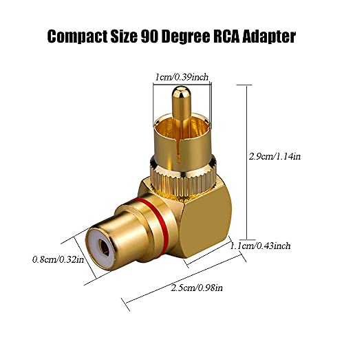 Eightnoo RCA Right Angle Adapter - 90° Female to Male Gold-Plated Connector for Wall Mounted TV as Space Saver (4) - Image 3