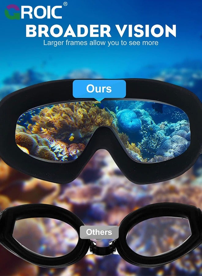 GROIC Swimming Goggles Adult Racing Wide Vision Leak-proof UV Protection Waterproof  Anti-fog for Unisex-Adult Swim Races Goggles Professional Swim Goggles Clear Vision Underwater with Earplugs - Image 4