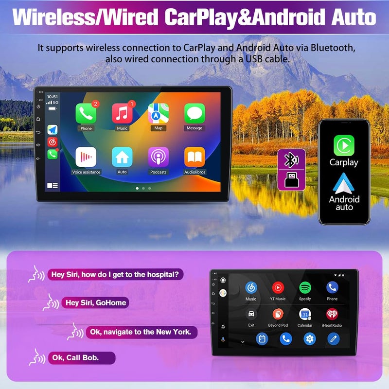 Pyniro Car Radio Stereo Upgrade for Ford Escape Kuga 2013-2016, Android Head Unit with 9 Inch Touch Screen/Backup Camera/Wireless CarPlay & Android Auto/Mirroring/WiFi/Bluetooth/SWC - Image 4