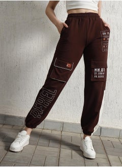Hubberholme Regular Fit Brown Trousers for Women, High-Rise Cargo Style  - Image 1