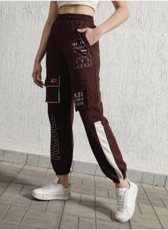 Hubberholme Regular Fit Brown Trousers for Women, High-Rise Cargo Style  - Image 3