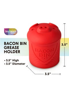 Talisman Designs Talisman Designs Bacon Bin Grease Strainer & Collector | Family Friendly Kitchen Tools | Fun & Functional Silicone Grease Container | Holds up to 1 Cup | Red  - Image 4