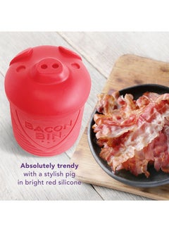 Talisman Designs Talisman Designs Bacon Bin Grease Strainer & Collector | Family Friendly Kitchen Tools | Fun & Functional Silicone Grease Container | Holds up to 1 Cup | Red  - Image 5