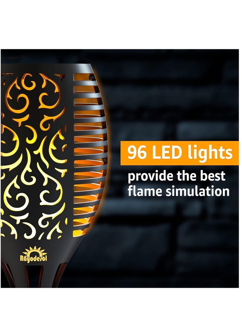 ELTRAZONE Solar Flame Torch Lights Outdoor, Decorative Pack of 1 pcs Each 96 LED Lamp with Dancing Flames Torches Landscape, Waterproof Outdoors Garden Patio Deck Decorations Lighting with Auto On/Of - Image 2