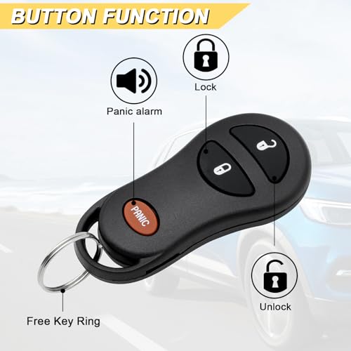 Vurkcy Key Fob Replacement for 2002-2005 Dodge Ram 1500 2500 3500/01-04 Dakota/ 01-03 Durango/ 99-03 Grand Caravan Town & Country/ 99-05 Voyager/ 01-02 Prowler, GQ43VT17T GO43VT13T, 3 Btn, 2Pcs - Image 3