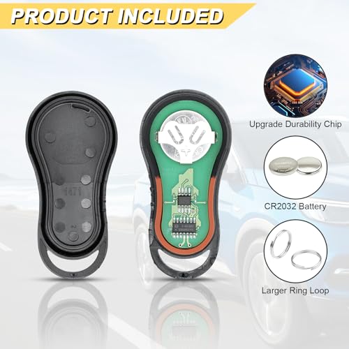 Vurkcy Key Fob Replacement for 2002-2005 Dodge Ram 1500 2500 3500/01-04 Dakota/ 01-03 Durango/ 99-03 Grand Caravan Town & Country/ 99-05 Voyager/ 01-02 Prowler, GQ43VT17T GO43VT13T, 3 Btn, 2Pcs - Image 5